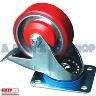 CASTOR SWIVEL/BRAKE 100MM PU ON ALLOY