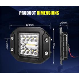 FLUSH MOUNT LED WORK LIGHT 124MM X 92MM