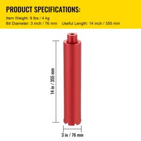 CONCRETE CORE  DRILL 76MM X 355MM DEEP