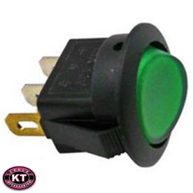 ROCKER SWITCH 12V/10A ON/OFF ROUND GREEN