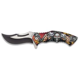 SKULL/GUNS N ROSES FOLDING KNIFE 123MM