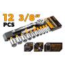 RATCHET HANDLE 3/8" WITH SOCKET SET 12PC