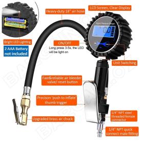 LED DIGITAL TYRE INFLATIOR 200PSI CARS