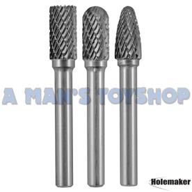 CARBIDE STEEL BURR SET 3 PIECE X 1/4"