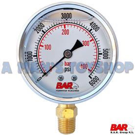 PRESSURE GAUGE 6000PSI 1/4BSP BOTTOM OIL