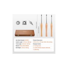 WOOD LATHE 3 PIECE CHISEL SET CARBON TIP